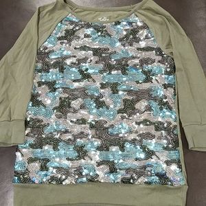 Girls Justice Sequin 3/4 sleeve tee - Size 10
